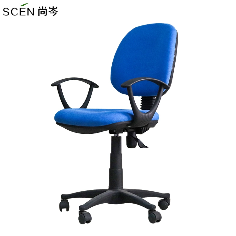 China Supplier Modern Office Furniture Adjustable Classic Blue Fabric Ergonomic Executive Swivel Lift Secretary Reception Gaming Office Chair with Armrest